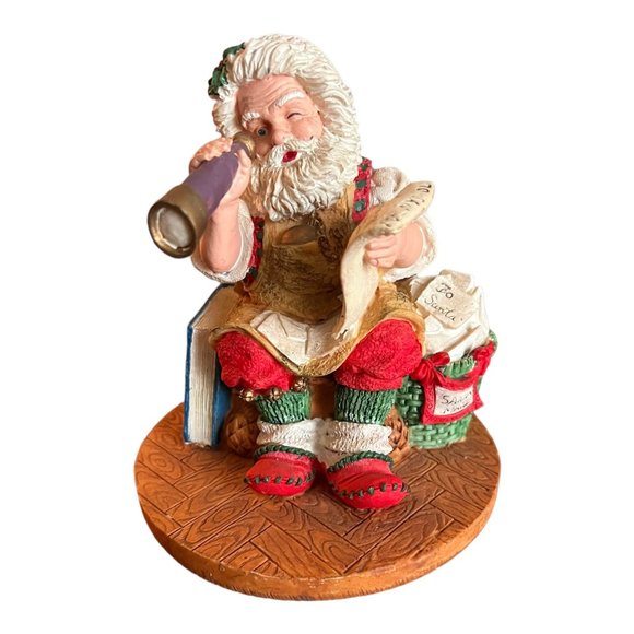 Vtg Santa With Letters and Scope Figurine Cheryl Ann Christmas Decor Vintage - Picture 1 of 7